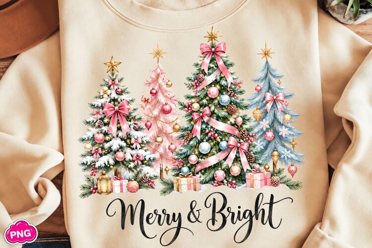 Merry and Bright PNG, Christmas Bow PNG, Funny Christmas PNG example image 1