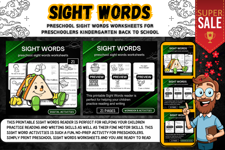 preschool sight words worksheets Printable activities