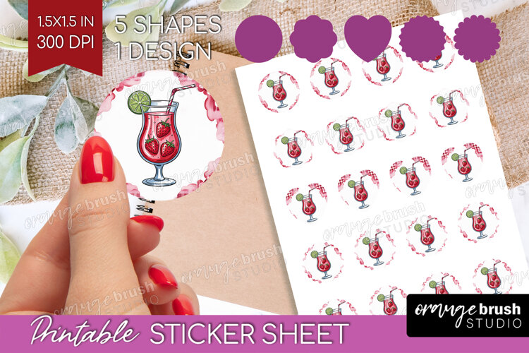 Daiquiri Cocktail Round Sticker Summer Drink Printable example image 1