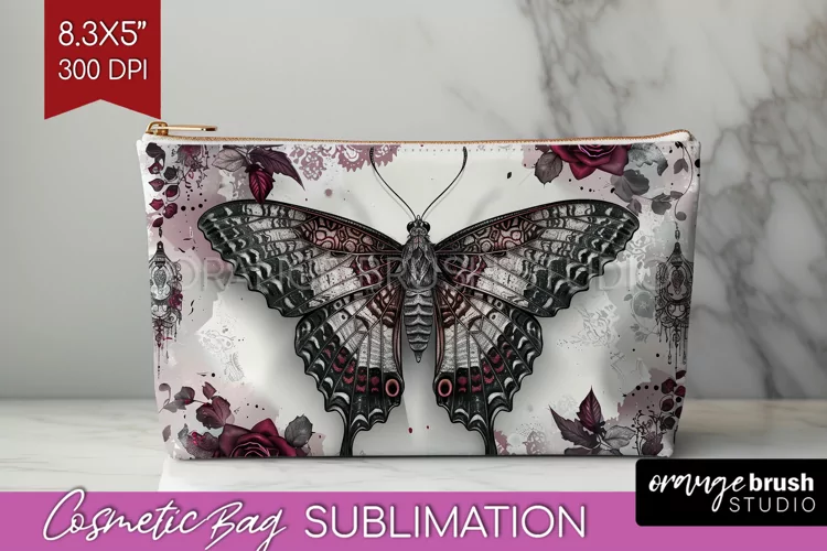 Dark Gothic Cosmetic Bag - Victorian Gothic Makeup Bag PNG