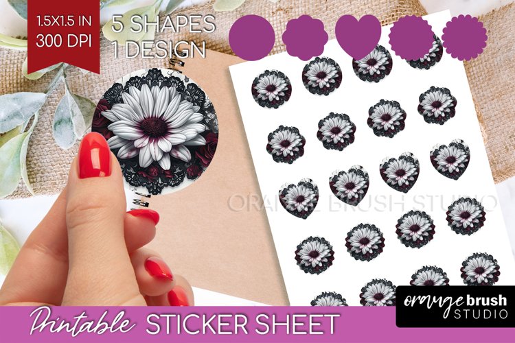 Dark Gothic Round Sticker - Victorian Gothic Printable Sheet example image 1
