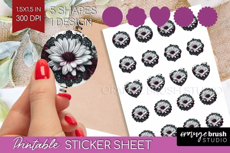 Dark Gothic Round Sticker - Victorian Gothic Printable Sheet