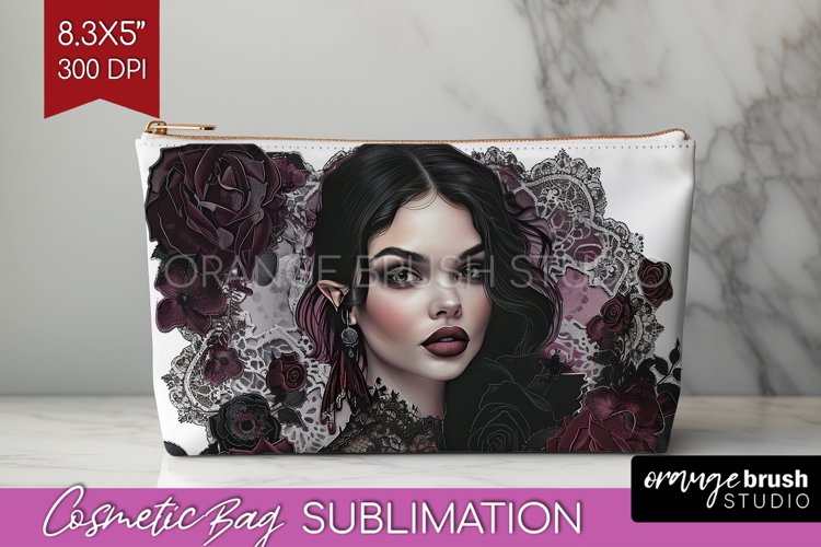 Dark Gothic Cosmetic Bag - Victorian Gothic Makeup Bag PNG example image 1