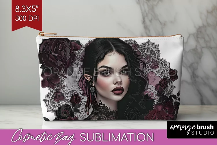 Dark Gothic Cosmetic Bag - Victorian Gothic Makeup Bag PNG