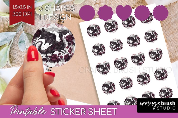 Dark Gothic Round Sticker - Victorian Gothic Printable Sheet example image 1
