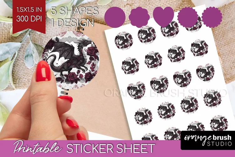 Dark Gothic Round Sticker - Victorian Gothic Printable Sheet