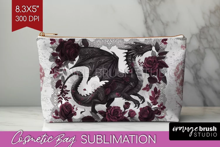 Dark Gothic Cosmetic Bag - Victorian Gothic Makeup Bag PNG
