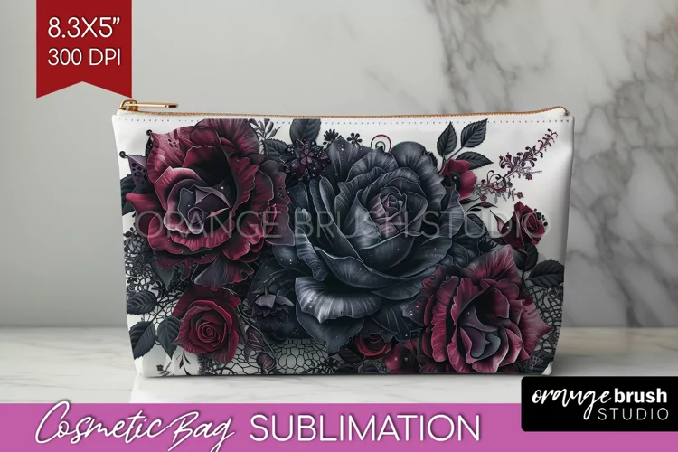 Dark Gothic Cosmetic Bag - Victorian Gothic Makeup Bag PNG
