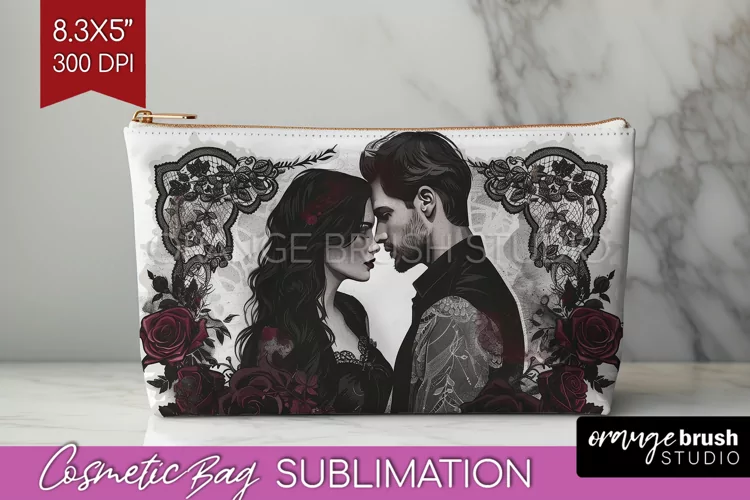 Dark Gothic Cosmetic Bag - Victorian Gothic Makeup Bag PNG