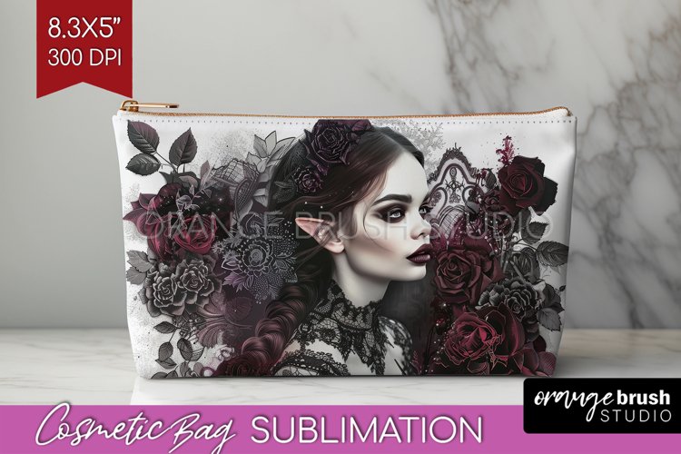 Dark Gothic Cosmetic Bag - Victorian Gothic Makeup Bag PNG example image 1