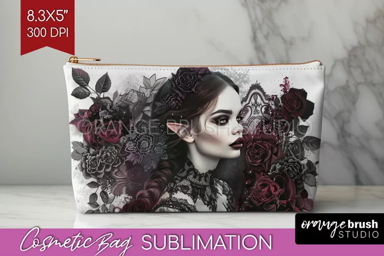 Dark Gothic Cosmetic Bag - Victorian Gothic Makeup Bag PNG