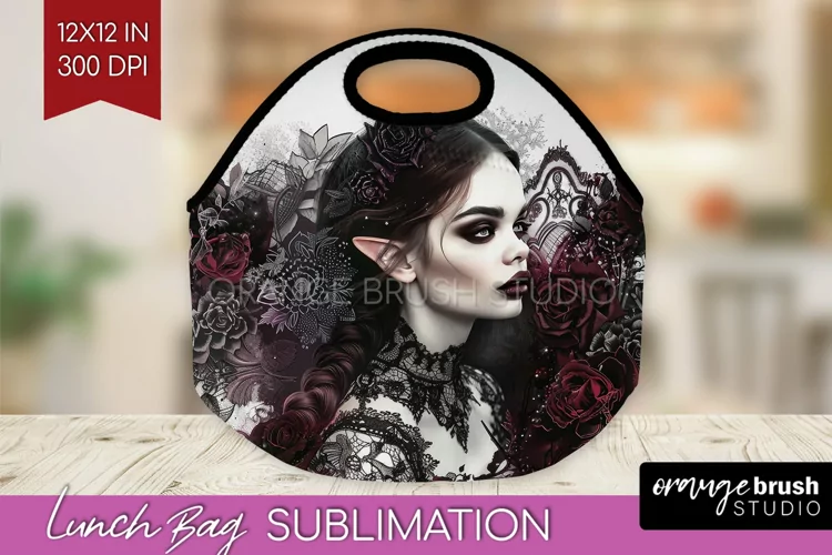 Dark Gothic Lunch Bag - Victorian Gothic Lunch Bug PNG