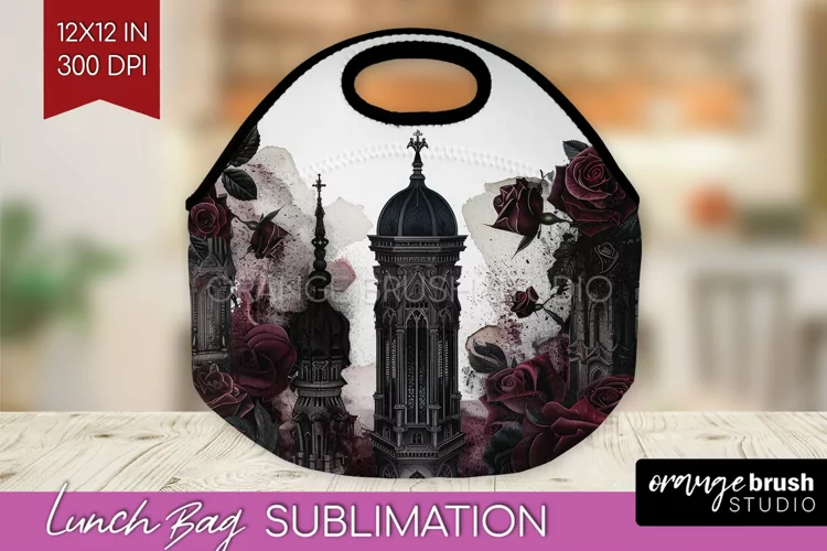 Dark Gothic Lunch Bag - Victorian Gothic Lunch Bug PNG