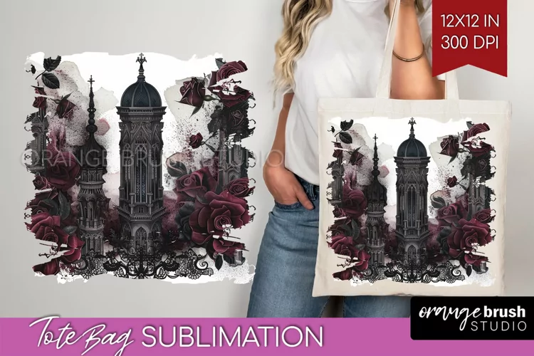 Dark Gothic Tote Bag - Victorian Gothic Tote Bag PNG