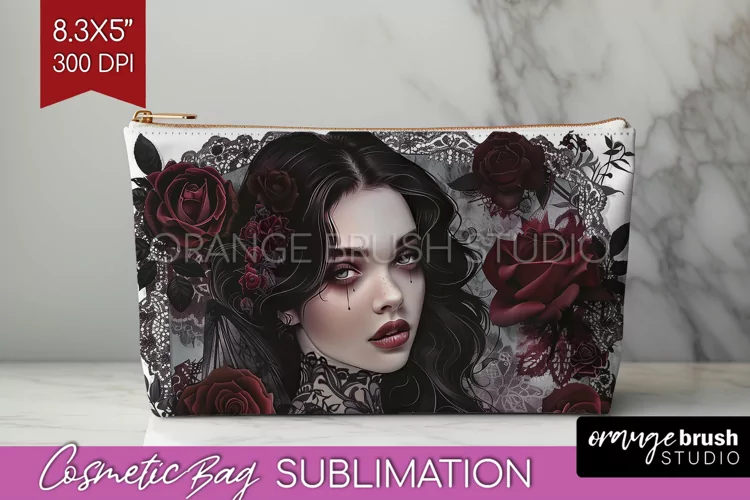 Dark Gothic Cosmetic Bag - Victorian Gothic Makeup Bag PNG