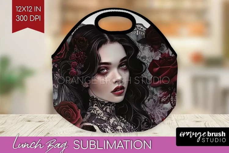 Dark Gothic Lunch Bag - Victorian Gothic Lunch Bug PNG