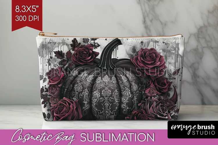 Dark Gothic Cosmetic Bag - Victorian Gothic Makeup Bag PNG