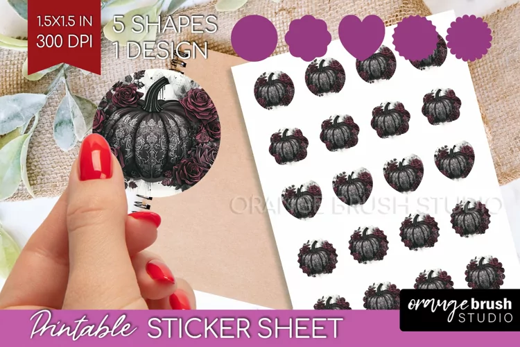 Dark Gothic Round Sticker - Victorian Gothic Printable Sheet