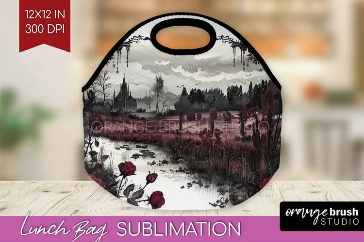 Dark Gothic Lunch Bag - Victorian Gothic Lunch Bug PNG