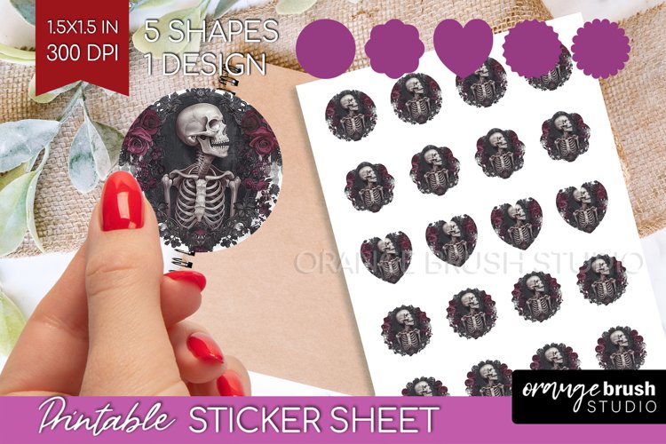 Dark Gothic Round Sticker - Victorian Gothic Printable Sheet example image 1
