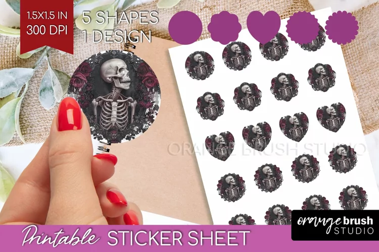 Dark Gothic Round Sticker - Victorian Gothic Printable Sheet