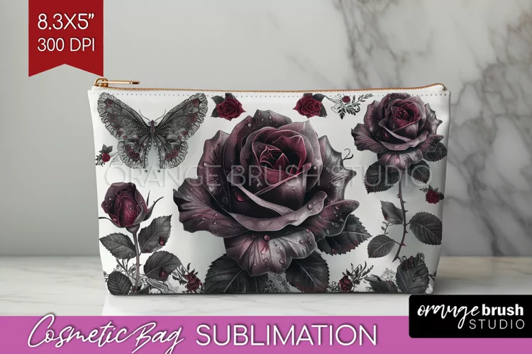 Dark Gothic Cosmetic Bag - Victorian Gothic Makeup Bag PNG