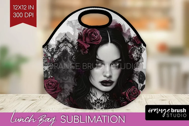 Dark Gothic Lunch Bag - Victorian Gothic Lunch Bug PNG
