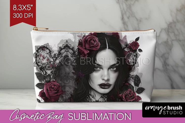 Dark Gothic Cosmetic Bag - Victorian Gothic Makeup Bag PNG