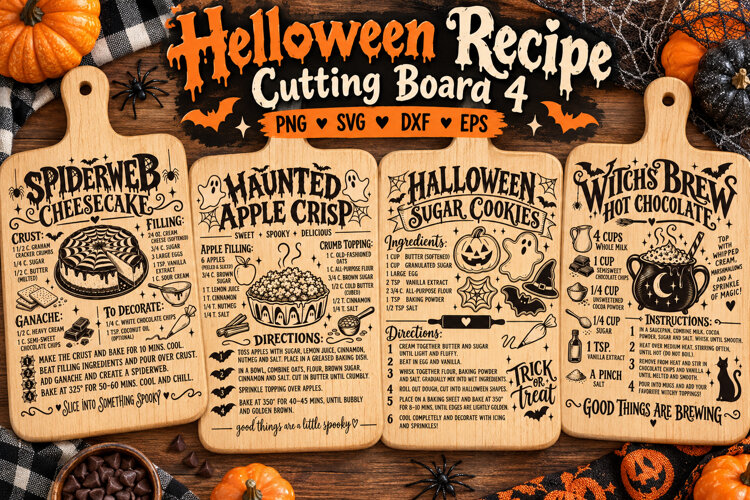 Halloween Recipe Cutting Board SVG, Spooky Baking example image 1