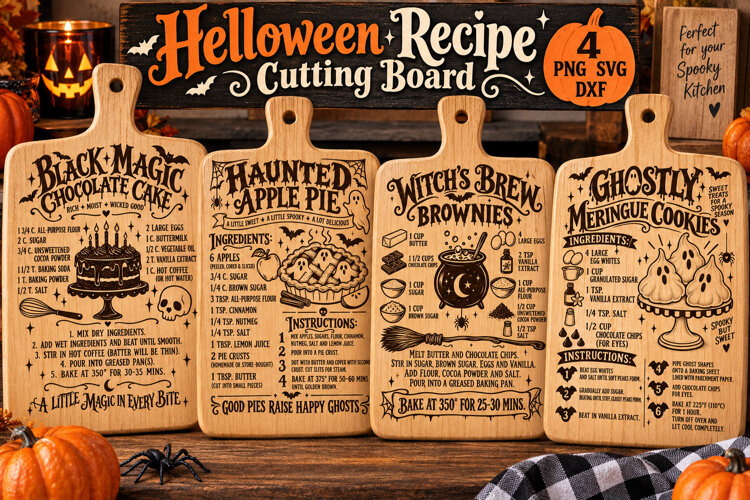 Halloween Recipe Cutting Board SVG, Spooky Kitchen example image 1
