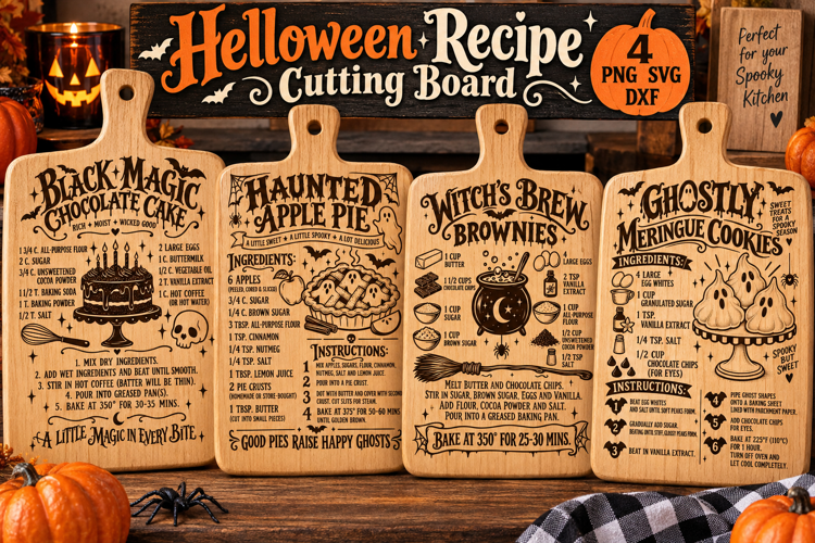 Halloween Recipe Cutting Board SVG, Spooky Kitchen