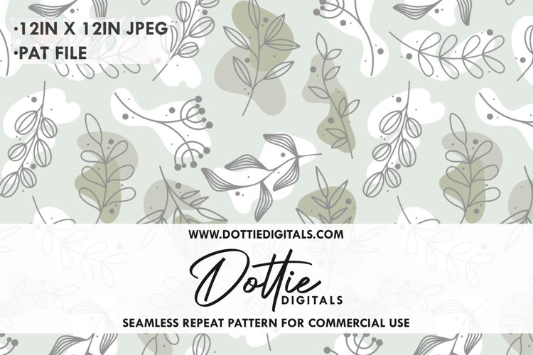 Grey Botanical Leaves Repeat Seamless Pattern - Digital Pape example image 1