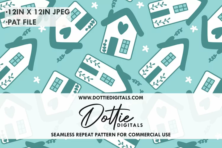 Light Blue Home Sweet Home Repeat Seamless Pattern - Digital