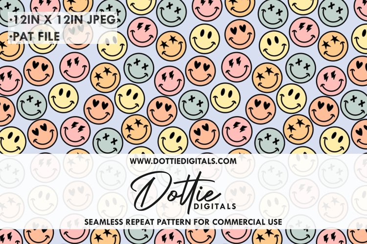 Groovy Smiles Repeat Seamless Pattern - Digital Paper, JPG, example image 1