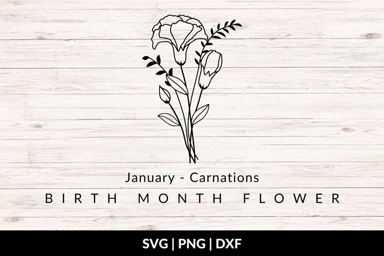 January Birth Flower Bouquet SVG - Carnations example image 1