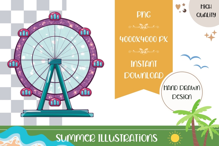 Hand Drawn Ferris Wheel Illustration, Cartoon Ferris Wheel