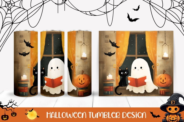 Kids Halloween Ghost Tumbler, Halloween Bats Tumbler Wrap