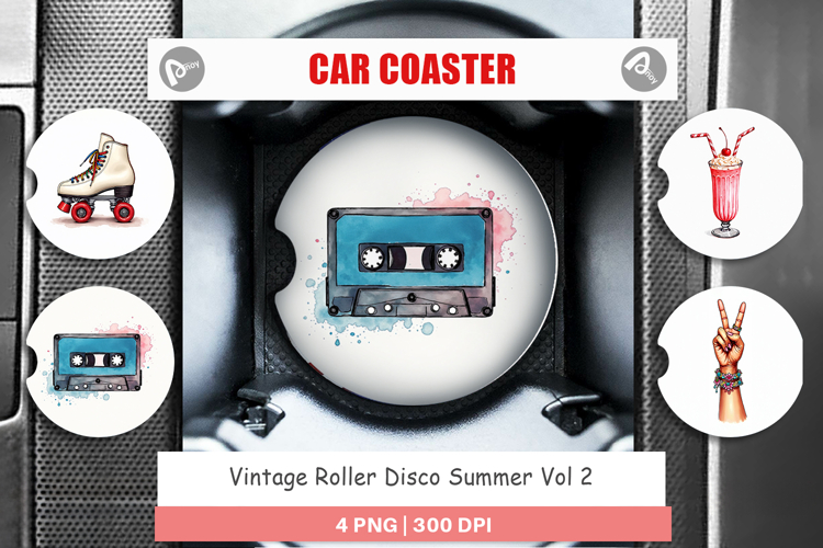 Vintage Roller Disco Summer Car Coaster