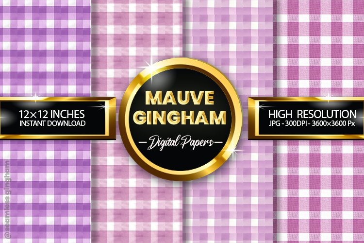 Mauve Gingham Digital Papers 04 Variations