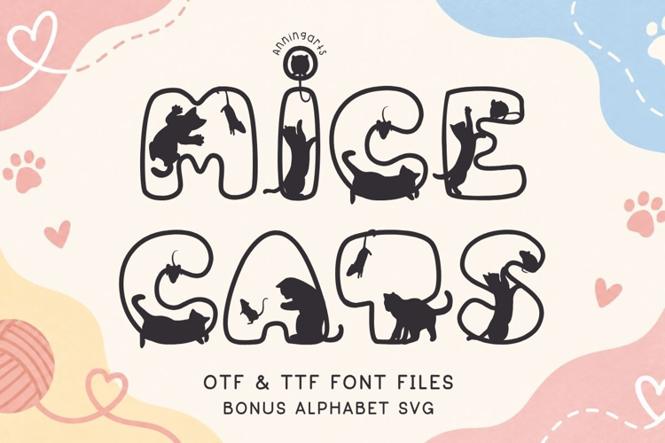 Mice Cats Font with Bonus SVG Alphabet