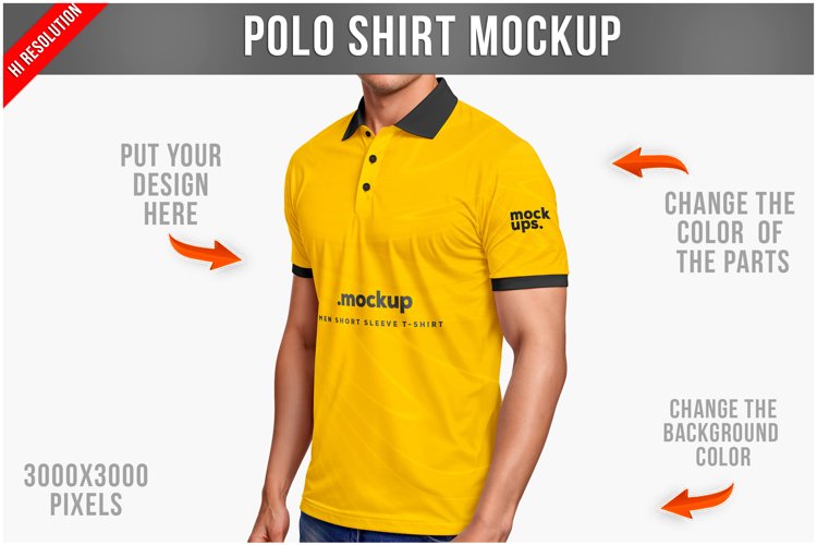 Man Wearing a Polo Shirt Mockup example image 1