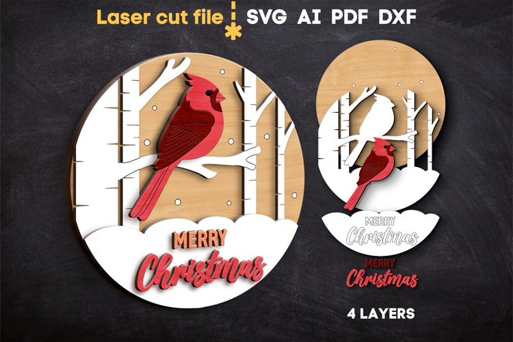 Christmas Red Cardinal SVG laser cut file for Glowforge