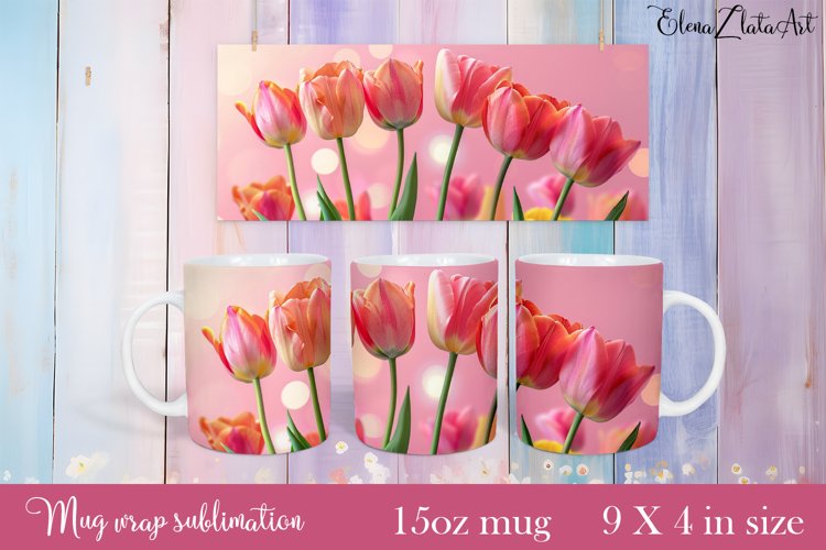 Flowers Mug Sublimation, Floral Design Mug example image 1