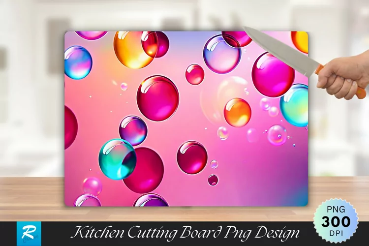 Vibrant Bubble Cutting Board Sublimation Design