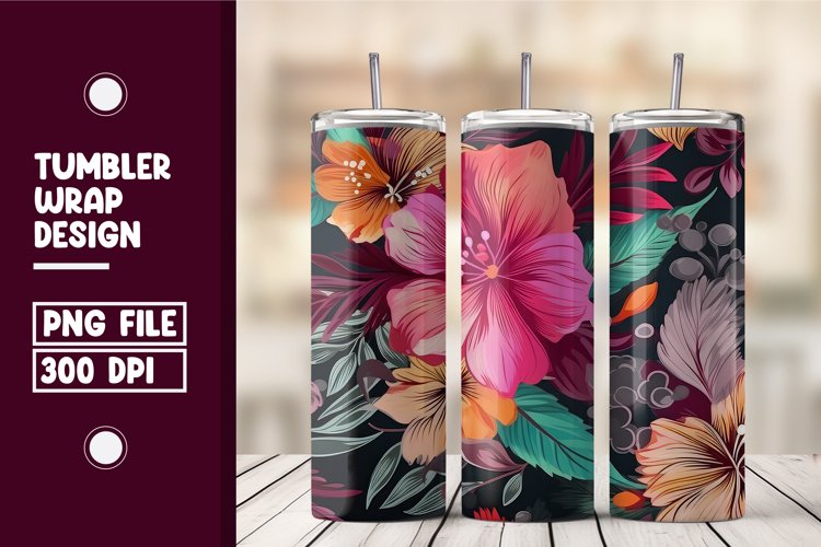 Colorful flowers tumbler warp design example image 1