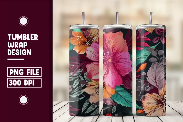 Colorful flowers tumbler warp design