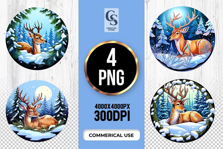 Majestic Deer Forest Winter Clipart Sublimation PNG
