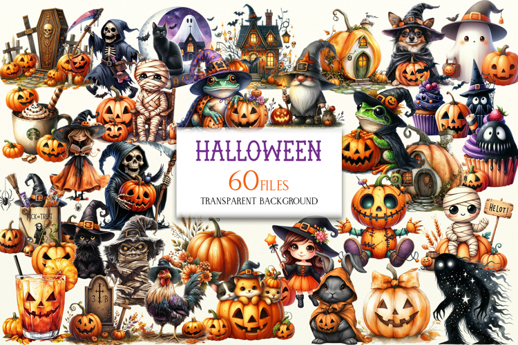 Halloween Clipart Bundle, Halloween PNG