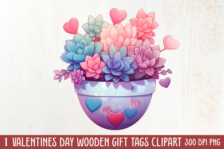 Pink Valentine Succulent Pot Clipart