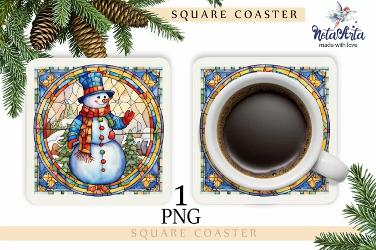 STAINED GLASS SNOWMAN Coasters
